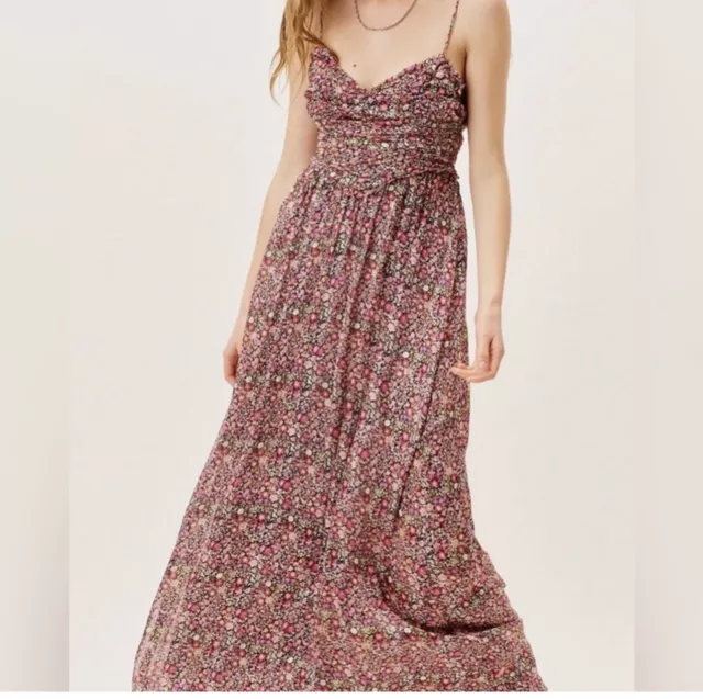 NWT For Love and Lemons Joelle Maxi Dress Pink Floral Medium