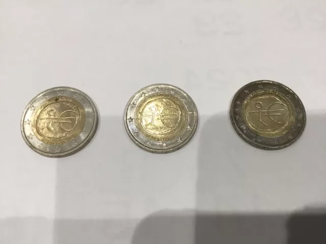 2 Euro 3 Stück Deutschland ,Niederlande ,Belgien Strichmännchen 1999/2009