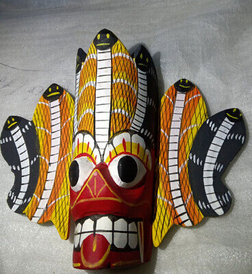 Traditional Sri Lankan Mask Naga Raksha Cobra Demon Home Deco Gift Wooden