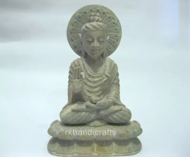 22.9cm Jabón Piedra Buda Estatua Mano Tallado Trabajo Meditativa Estatua de Buda