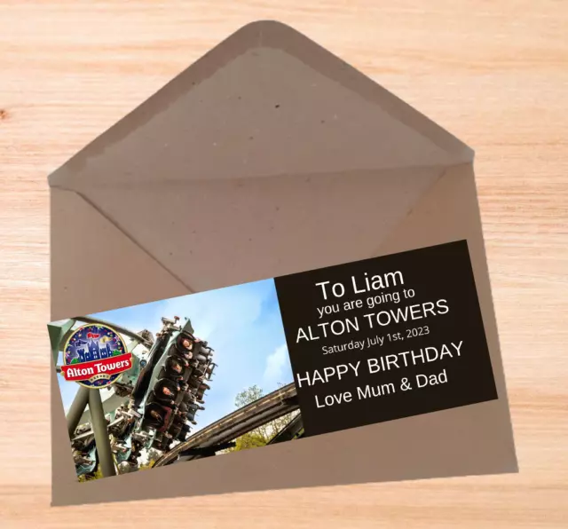ALTON TOWERS Theme Park Gift Ticket Christmas Birthday