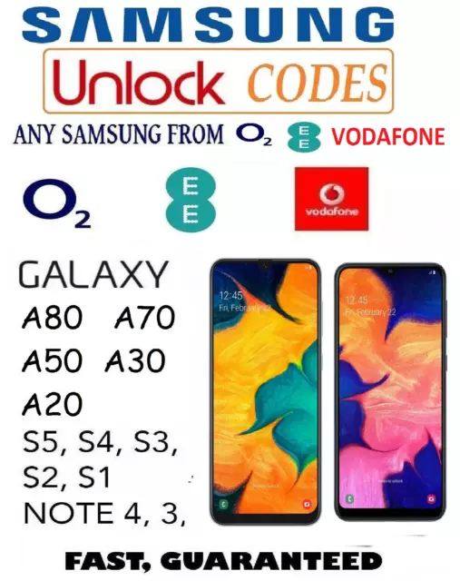 NOTE 9 S9  S9 Plus SAMSUNG GALAXY UNLOCK CODES  EE VODAFONE UK Networks