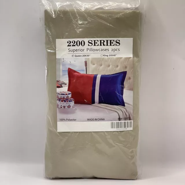 2200 Series Superior Soft Pillowcases Set of 2 Queen Size Pillow Cases Taupe