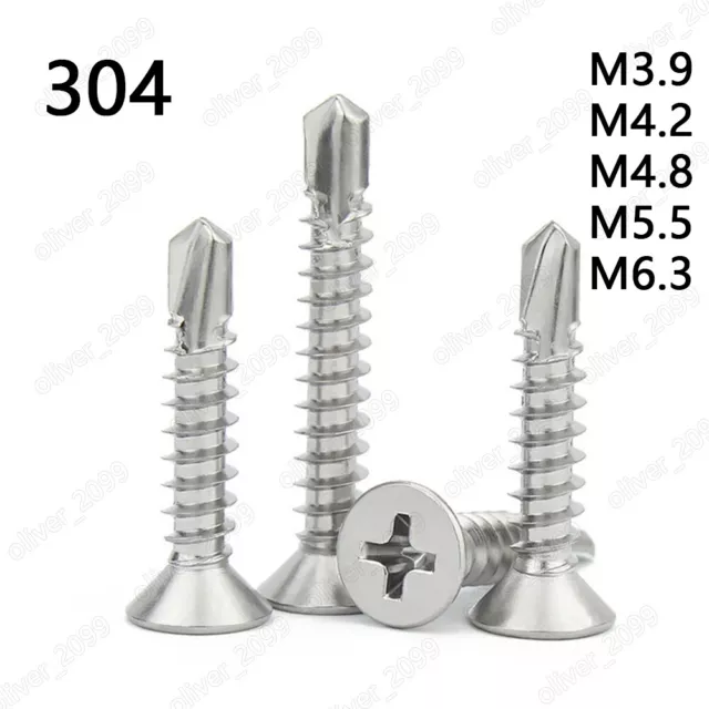 304 viti autoforanti testa controaffondata acciaio inox Phillips Tek M3.9-M6.3