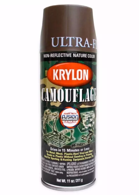 Krylon Fusion Plastic Paint 340gm - CAMOUFLAGE ULTRA FLAT BROWN - AUS Seller