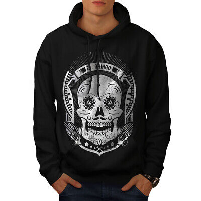 Wellcoda Mexican Skull Death Mens Hoodie, Evil Casual Hooded Sweatshirt