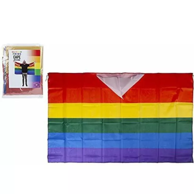 LGBT Gay Pride Rainbow Flag Cape With Hood Carnival Wearable Festival Dress UK