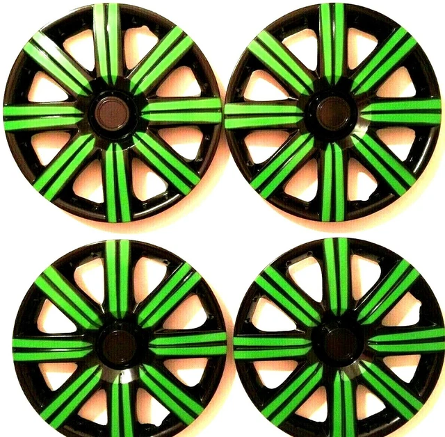 15 INCH WHEEL Cover hubcaps Wheel Rim Cover 4 Pieces set BLACK GREEN