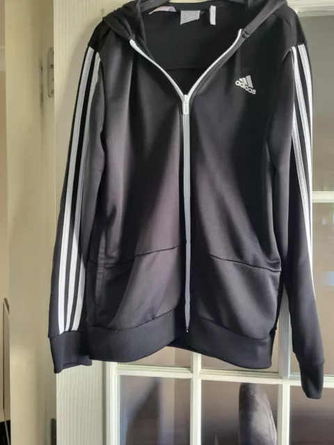 Boys Adidas Black Hooded Sweatshirt Aged 13-14 Years - Excellent Condition