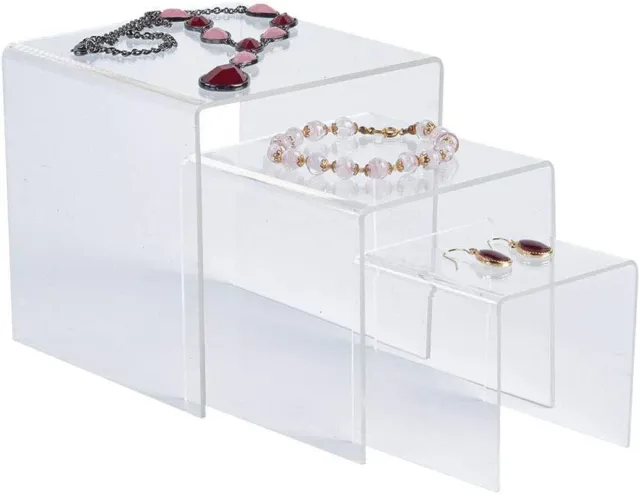 18 Acrylic Risers Displays Clear Retail Jewelry Display Showcase 6 Nested Sets