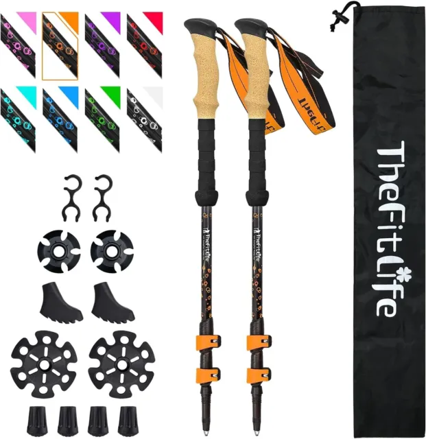Carbon Fiber Trekking Poles – Collapsible and Telescopic Walking Sticks with Nat
