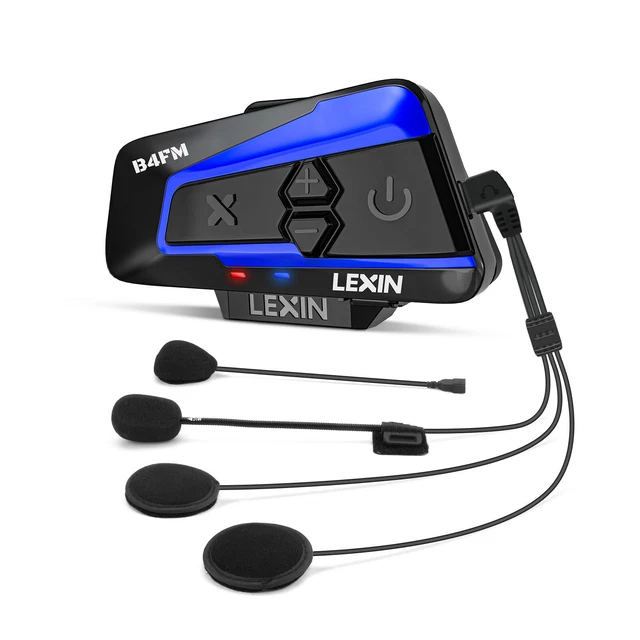 LEXIN B4FM Motorcycle Intercom Helmet Bluetooth 5.0 Headset 10 Riders 1.2 miles