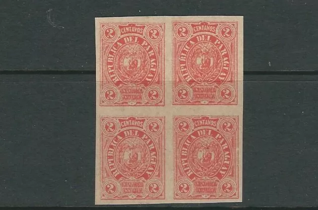 Paraguay 1884 Vigilant Löwe (Sc 21a) VF MNH Imperf Block Of 4 Selten