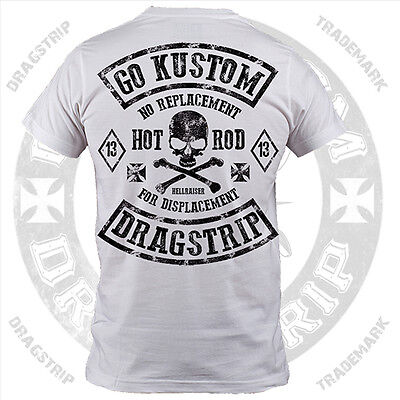 Dragstrip abbigliamento biker patch BIANCO HOT ROD T SHIRT TATTOO Rocker Greaser TOP