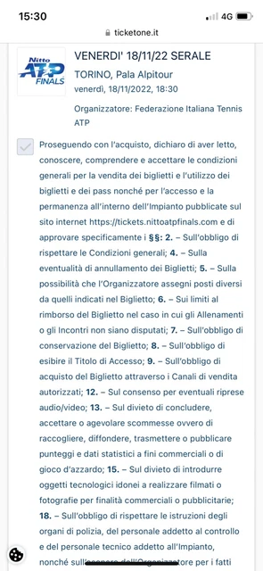 Biglietti Nitto ATP Finals Torino 18 Novembre serale dalle ore 18.30