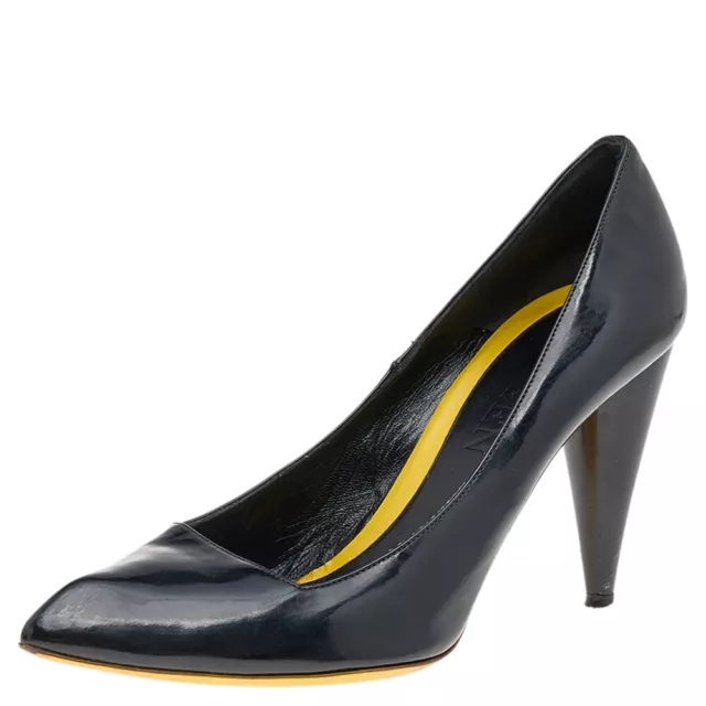 Alexander McQueen Black Patent Leather Pointed Toe Pumps Size 38