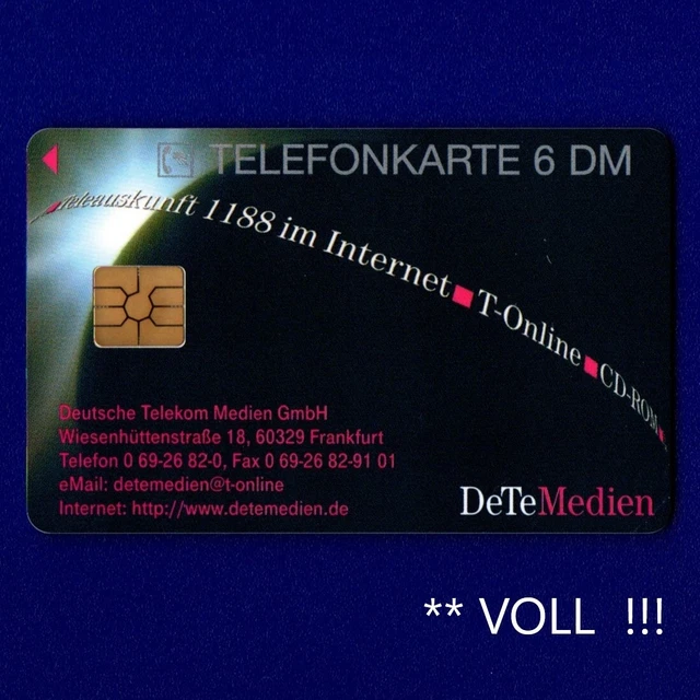 X 22 1996 ** PIENO!!!! "Collegamento al futuro"" SCHEDA TELEFONICA DETeMedien"