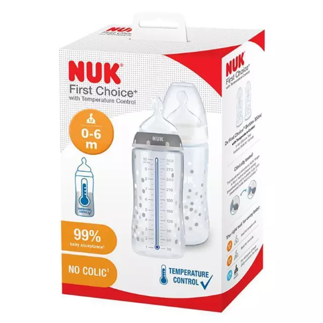 Nuk First Choice+ Temperature Control 300ml 0-6 Months Twin Pack