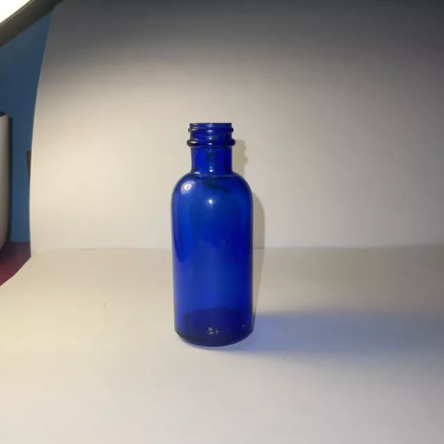 Cobalt blue glass embossed Bottle Depression Glass - Small