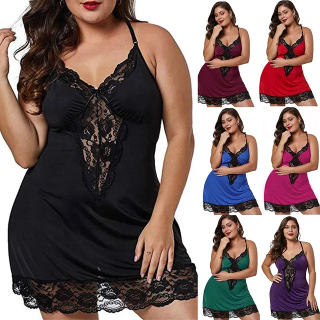 Women Sexy Lace Lingerie Nightdress Babydoll Nightwear Sleepwear Plus Size 18-28