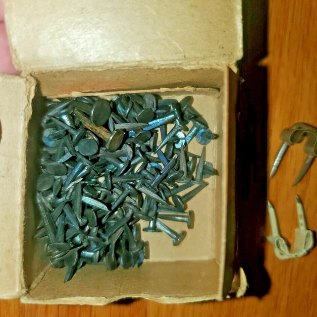 Vintage hardware Tacks Nails Staples original boxes insulated electric