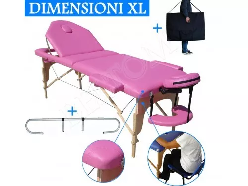 Lettini Da Massaggi Rosa 3Zone+ Portarotolo Lettino Per Massaggio Nuovo Modello