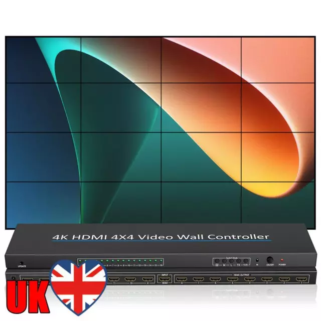 Controller video a parete 4K HDMI 4x4 processore controller a parete TV per splicing TV