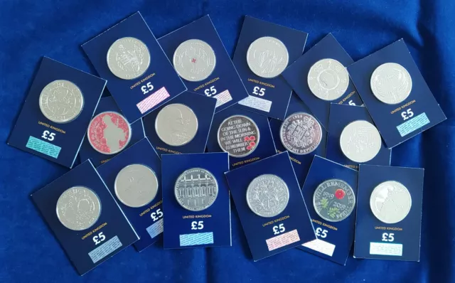 UK BU £5 Coins, Change Checker 5 Pound Cards, Choice of Year, Choose your date