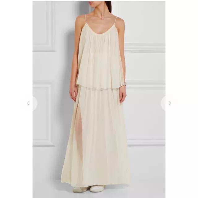 Elizabeth and James Revolve Silk Maxi Dress Ivory White XS Tiered Layered