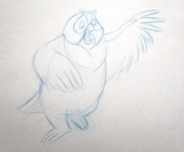 FOX AND THE HOUND owl 1981 Walt Disney ORIGINAL PRODUCTION cel DRAWING ...
