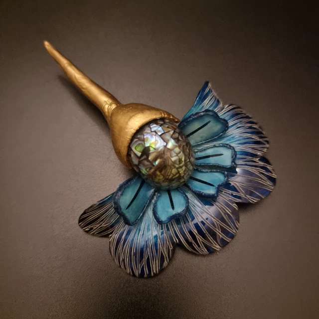 Grande Broche Vintage Linda Hattab - Motif étoile De Mer Argenté, En Alliage, Occasion TBE