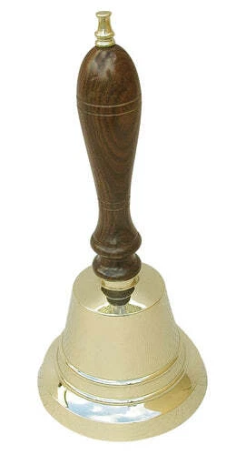 Handglocke, Messing mit Holzgriff, H: 22cm, Ø: 10cm