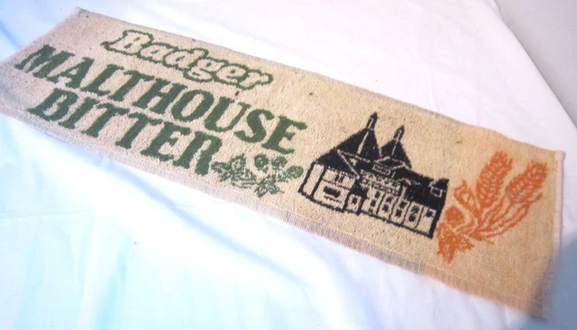 Vintage Badger Malthouse Bar Towel Mat Runner Man Cave