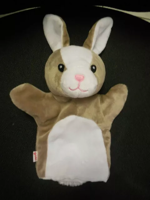 154/ doudou marionnette lapin blanc beige GOKI