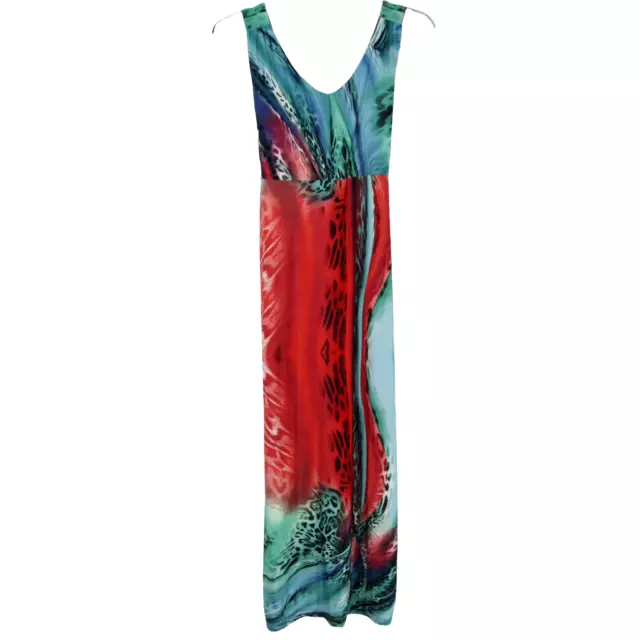 NY Collection Maxi Dress Animal Print Multicolor Sleeveless Tie Waist Medium