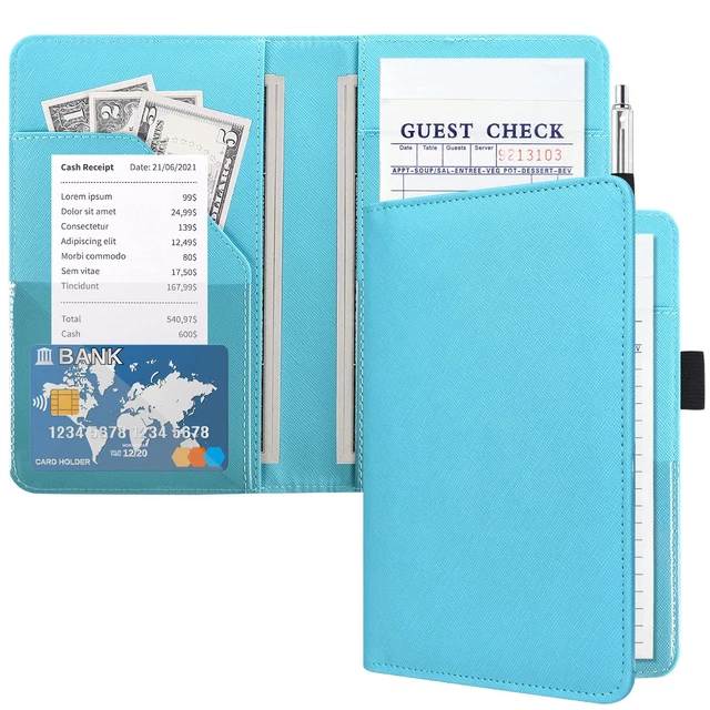 Server Books for Waitress, Guest Book Note Pad, Cute Pocket Leather Money Organi