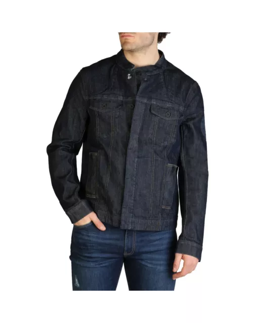 Armani Exchange Logo Detail Cotton Blend Jacket  -  Jackets  - Blue