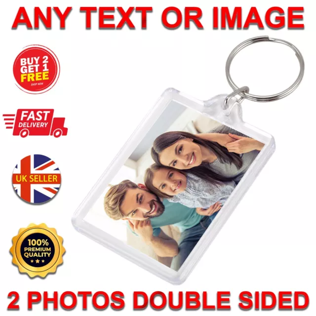 PERSONALISED PHOTO KEYRING CHRISTMAS Any Image Text Double Sided Acrylic Key