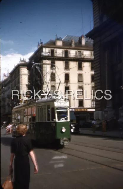 Original Slide Trolley Tram #716 Brussels Belgium Detridre 1950s Kodachrome