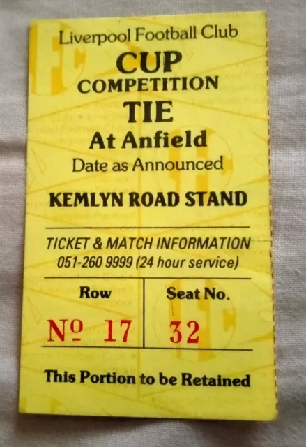 10-4-1985 European Cup Semi Final Liverpool v Panathinaikos  TIcket Stub