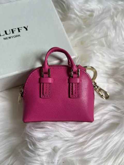 Women coin purse mini handbag key fob NWT hot pink crossgrain leather great gift