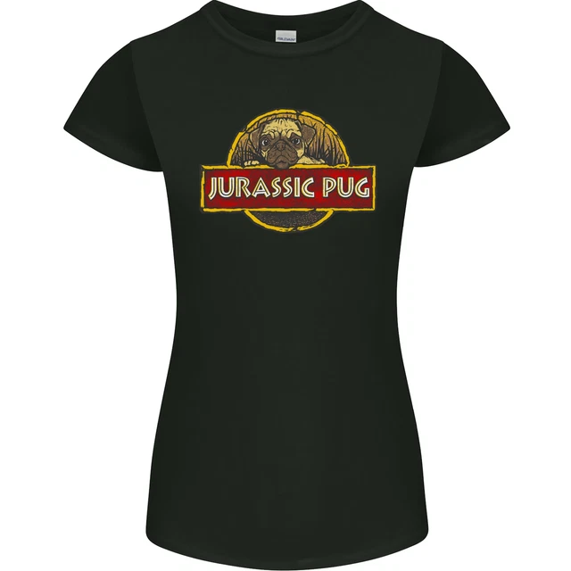 Jurassic Pug Funny Dog Movie Parody Womens Petite Cut T-Shirt