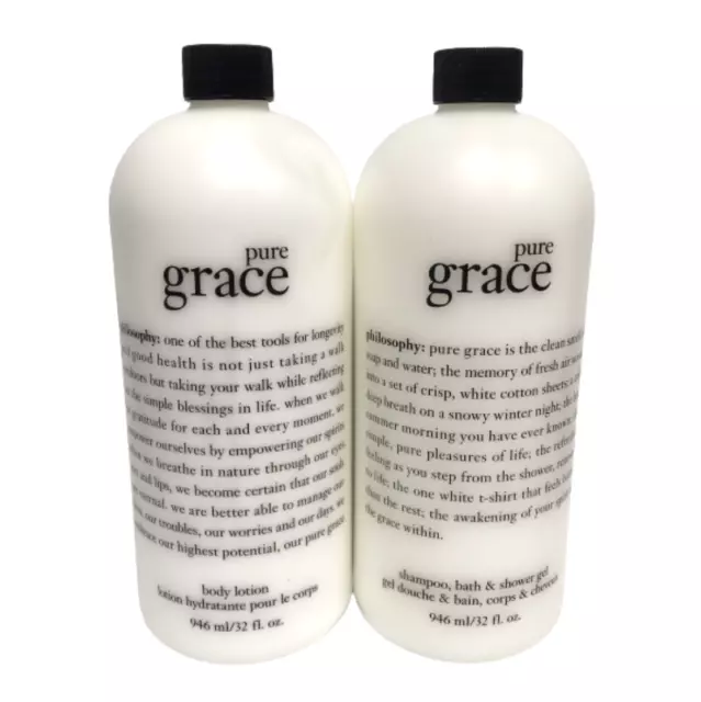 Philosophy PURE GRACE Shampoo Shower Gel & Body Lotion 32 oz SEALED W/ PUMPS