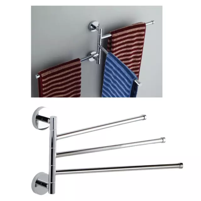 Swivel Towel Bar Hanging Rod Holder Organizer Wall Mounted