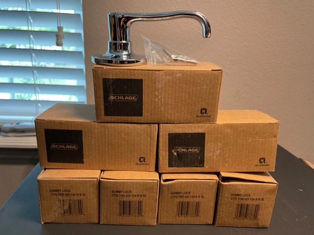 Lot of 8 Schlage J170-TOR-625 Polished Steel Torino Door Lever Half Dummy Lock