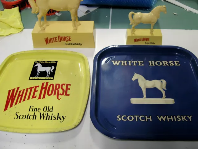 Vintage White Horse Scotch Whisky Advertising Horses And Serving Trays Package