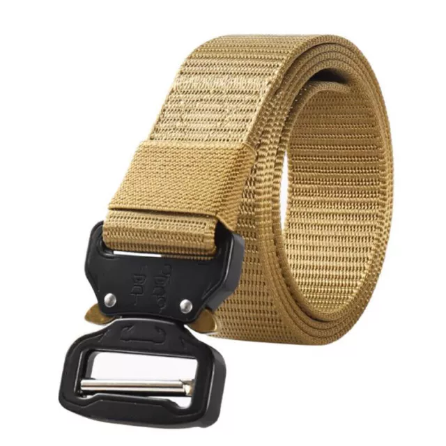 Mens Canvas Outdoor Tactical Belt Heavy Duty Army Waist Web Strap Waistband Hot 2