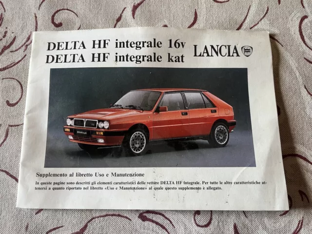 Lancia Delta HF Integrale 16v e Kat Supplemento al libretto Uso e Manutenzione