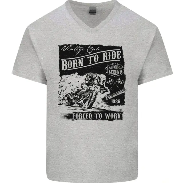 Cafe Racer Biker Motorcycle Motorbike Mens V-Neck Cotton T-Shirt