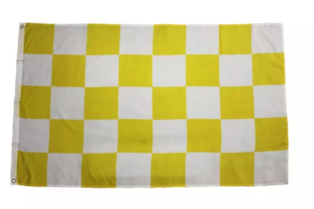 WHITE - YELLOW CHECKERED Large 3 X 5 Feet Flag Banner .. Great Quality ... New